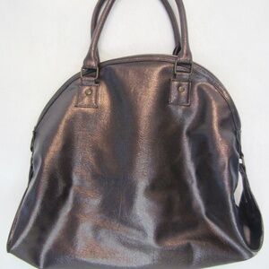 Lancome Brown/Gold Large Makeup/Overnight  Bag Double Handle Zip Closure